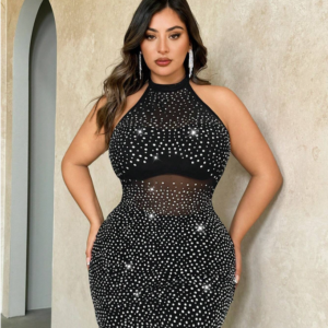 Vestido Negro Brillante Elegancia Nocturna